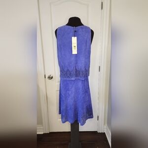 NWT Elegant Blue Leather Parker Dress Size Small